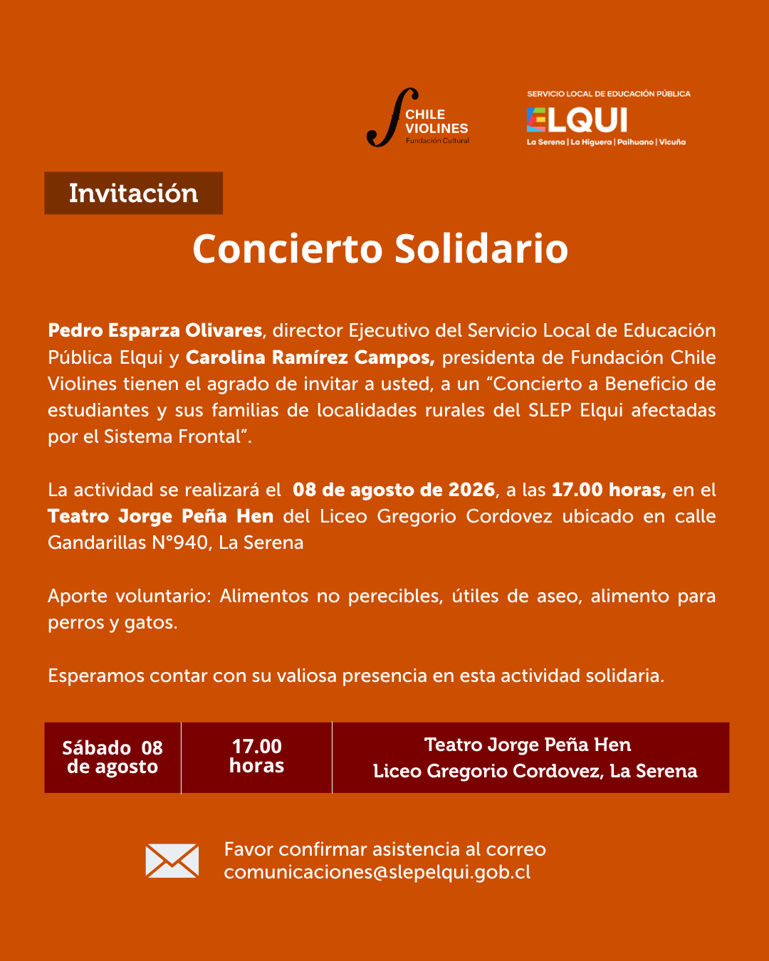 Concierto solidario reunirá ayuda para familias rurales afectadas por sistema frontal — foto 1